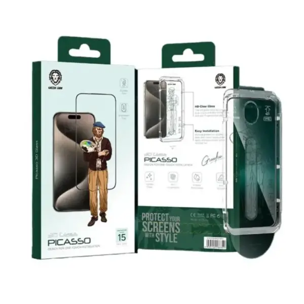 GREEN LION PICASSO  3D GLASS DESIGN ONE-TOUCH INSTALLATION FOR IPHONE 15 & 16 | CLEAR